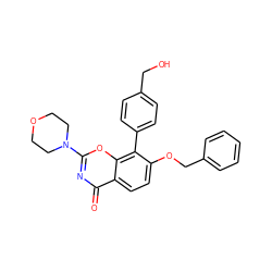 O=c1nc(N2CCOCC2)oc2c(-c3ccc(CO)cc3)c(OCc3ccccc3)ccc12 ZINC001772576737