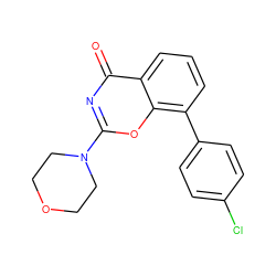 O=c1nc(N2CCOCC2)oc2c(-c3ccc(Cl)cc3)cccc12 ZINC000653795823