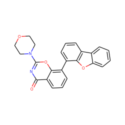 O=c1nc(N2CCOCC2)oc2c(-c3cccc4c3oc3ccccc34)cccc12 ZINC000653806050