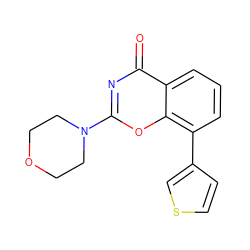 O=c1nc(N2CCOCC2)oc2c(-c3ccsc3)cccc12 ZINC000653810096