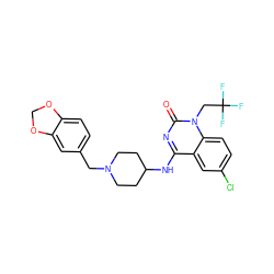 O=c1nc(NC2CCN(Cc3ccc4c(c3)OCO4)CC2)c2cc(Cl)ccc2n1CC(F)(F)F ZINC000036126655