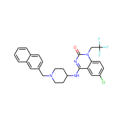 O=c1nc(NC2CCN(Cc3ccc4ccccc4c3)CC2)c2cc(Cl)ccc2n1CC(F)(F)F ZINC000036126651