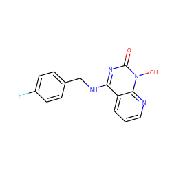 O=c1nc(NCc2ccc(F)cc2)c2cccnc2n1O ZINC000169350462