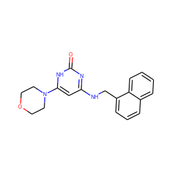 O=c1nc(NCc2cccc3ccccc23)cc(N2CCOCC2)[nH]1 ZINC000095573209