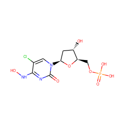 O=c1nc(NO)c(Cl)cn1[C@H]1C[C@H](O)[C@@H](COP(=O)(O)O)O1 ZINC000013835497