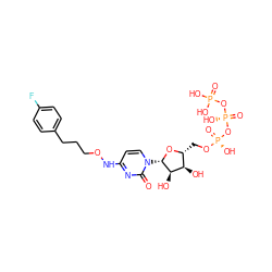 O=c1nc(NOCCCc2ccc(F)cc2)ccn1[C@@H]1O[C@H](CO[P@@](=O)(O)O[P@@](=O)(O)OP(=O)(O)O)[C@@H](O)[C@H]1O ZINC000169340934