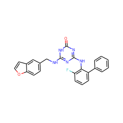 O=c1nc(Nc2c(F)cccc2-c2ccccc2)nc(NCc2ccc3occc3c2)[nH]1 ZINC000064528224