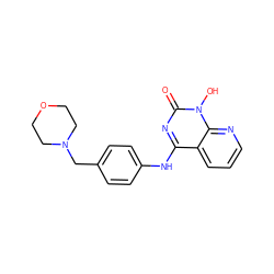 O=c1nc(Nc2ccc(CN3CCOCC3)cc2)c2cccnc2n1O ZINC000169350747