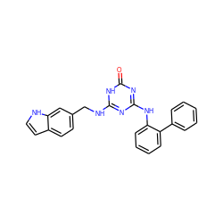 O=c1nc(Nc2ccccc2-c2ccccc2)nc(NCc2ccc3cc[nH]c3c2)[nH]1 ZINC000064503660