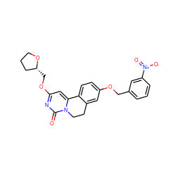 O=c1nc(OC[C@@H]2CCCO2)cc2n1CCc1cc(OCc3cccc([N+](=O)[O-])c3)ccc1-2 ZINC000220184185