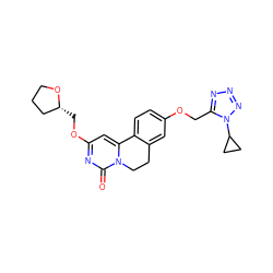 O=c1nc(OC[C@@H]2CCCO2)cc2n1CCc1cc(OCc3nnnn3C3CC3)ccc1-2 ZINC000209703694