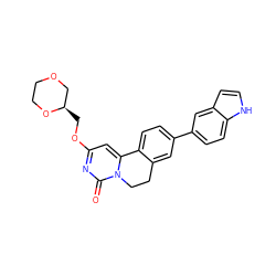 O=c1nc(OC[C@@H]2COCCO2)cc2n1CCc1cc(-c3ccc4[nH]ccc4c3)ccc1-2 ZINC000142979621