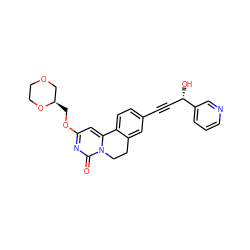 O=c1nc(OC[C@@H]2COCCO2)cc2n1CCc1cc(C#C[C@H](O)c3cccnc3)ccc1-2 ZINC000143007642