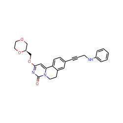 O=c1nc(OC[C@@H]2COCCO2)cc2n1CCc1cc(C#CCNc3ccccc3)ccc1-2 ZINC000142969982