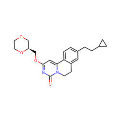 O=c1nc(OC[C@@H]2COCCO2)cc2n1CCc1cc(CCC3CC3)ccc1-2 ZINC000142968282