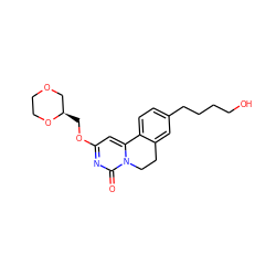 O=c1nc(OC[C@@H]2COCCO2)cc2n1CCc1cc(CCCCO)ccc1-2 ZINC000142936248