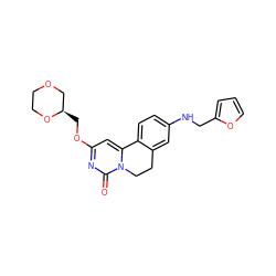 O=c1nc(OC[C@@H]2COCCO2)cc2n1CCc1cc(NCc3ccco3)ccc1-2 ZINC000143062925