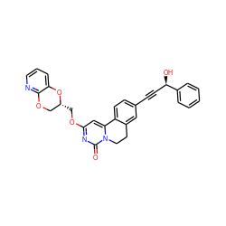 O=c1nc(OC[C@@H]2COc3ncccc3O2)cc2n1CCc1cc(C#C[C@@H](O)c3ccccc3)ccc1-2 ZINC000220175971