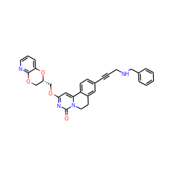 O=c1nc(OC[C@@H]2COc3ncccc3O2)cc2n1CCc1cc(C#CCNCc3ccccc3)ccc1-2 ZINC000220009393