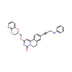 O=c1nc(OC[C@@H]2COc3ncccc3O2)cc2n1CCc1cc(C#CCNc3ccccc3)ccc1-2 ZINC000220120608