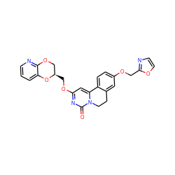 O=c1nc(OC[C@@H]2COc3ncccc3O2)cc2n1CCc1cc(OCc3ncco3)ccc1-2 ZINC000209723458