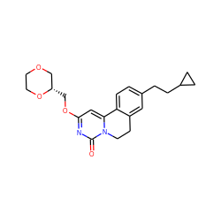 O=c1nc(OC[C@H]2COCCO2)cc2n1CCc1cc(CCC3CC3)ccc1-2 ZINC000142968929