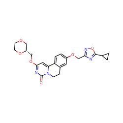 O=c1nc(OC[C@H]2COCCO2)cc2n1CCc1cc(OCc3noc(C4CC4)n3)ccc1-2 ZINC000142874548