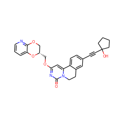 O=c1nc(OC[C@H]2COc3ncccc3O2)cc2n1CCc1cc(C#CC3(O)CCCC3)ccc1-2 ZINC000220252098