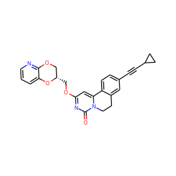 O=c1nc(OC[C@H]2COc3ncccc3O2)cc2n1CCc1cc(C#CC3CC3)ccc1-2 ZINC000219836747