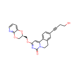 O=c1nc(OC[C@H]2COc3ncccc3O2)cc2n1CCc1cc(C#CCCO)ccc1-2 ZINC000220166587