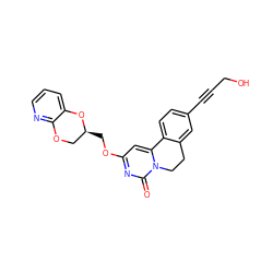 O=c1nc(OC[C@H]2COc3ncccc3O2)cc2n1CCc1cc(C#CCO)ccc1-2 ZINC000220165832