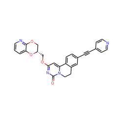 O=c1nc(OC[C@H]2COc3ncccc3O2)cc2n1CCc1cc(C#Cc3ccncc3)ccc1-2 ZINC000219795085