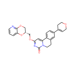 O=c1nc(OC[C@H]2COc3ncccc3O2)cc2n1CCc1cc(C3=CCOCC3)ccc1-2 ZINC000219825946