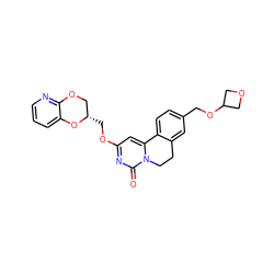 O=c1nc(OC[C@H]2COc3ncccc3O2)cc2n1CCc1cc(COC3COC3)ccc1-2 ZINC000209705333