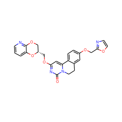 O=c1nc(OC[C@H]2COc3ncccc3O2)cc2n1CCc1cc(OCc3ncco3)ccc1-2 ZINC000209723423