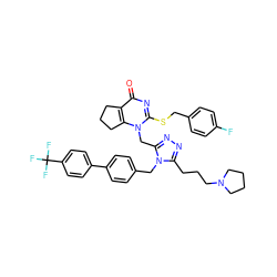 O=c1nc(SCc2ccc(F)cc2)n(Cc2nnc(CCCN3CCCC3)n2Cc2ccc(-c3ccc(C(F)(F)F)cc3)cc2)c2c1CCC2 ZINC000096269784