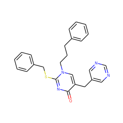 O=c1nc(SCc2ccccc2)n(CCCc2ccccc2)cc1Cc1cncnc1 ZINC000026571374