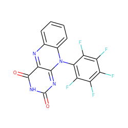 O=c1nc2n(-c3c(F)c(F)c(F)c(F)c3F)c3ccccc3nc-2c(=O)[nH]1 ZINC000013755538