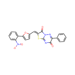 O=c1nc2s/c(=C\c3ccc(-c4ccccc4[N+](=O)[O-])o3)c(=O)n2nc1-c1ccccc1 ZINC000001129705