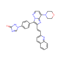 O=c1ncn(-c2ccc(-c3c(/C=C/c4ccc5ccccc5n4)nc4c(N5CCOCC5)ccnn34)cc2)[nH]1 ZINC001772617584