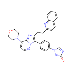 O=c1ncn(-c2ccc(-c3c(CCc4ccc5ccccc5n4)nc4c(N5CCOCC5)ccnn34)cc2)[nH]1 ZINC001772617819