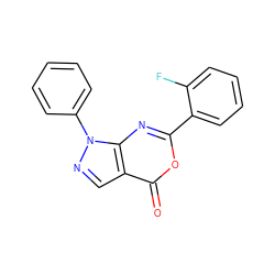 O=c1oc(-c2ccccc2F)nc2c1cnn2-c1ccccc1 ZINC000000064695