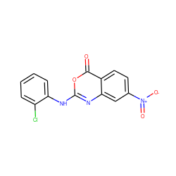 O=c1oc(Nc2ccccc2Cl)nc2cc([N+](=O)[O-])ccc12 ZINC000013779159