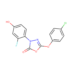 O=c1oc(Oc2ccc(Cl)cc2)nn1-c1ccc(O)cc1F ZINC000043206283