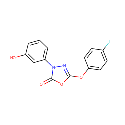 O=c1oc(Oc2ccc(F)cc2)nn1-c1cccc(O)c1 ZINC000169326833