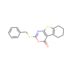 O=c1oc(SCc2ccccc2)nc2sc3c(c12)CCCC3 ZINC000013779499