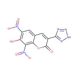 O=c1oc2c([N+](=O)[O-])c(O)c([N+](=O)[O-])cc2cc1-c1nn[nH]n1 ZINC001772620403