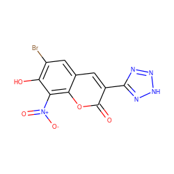 O=c1oc2c([N+](=O)[O-])c(O)c(Br)cc2cc1-c1nn[nH]n1 ZINC001772617223