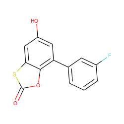 O=c1oc2c(-c3cccc(F)c3)cc(O)cc2s1 ZINC000002709929