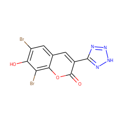 O=c1oc2c(Br)c(O)c(Br)cc2cc1-c1nn[nH]n1 ZINC000725326901